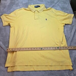 Polo Ralph Lauren Polo Shirt Mens XL Yellow Short Sleeve Purple Pony Logo Cotton